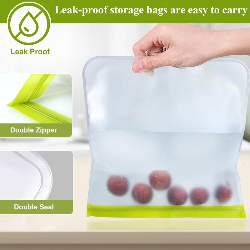 TROUSKAIG 12 Pack Food Storage Containers Silicone Bags-6 Gallon Freezer 3 Sandwich 3 Reusable Snack Bags, Leakproof Silicone Bags for Fruit Storage - Image 4